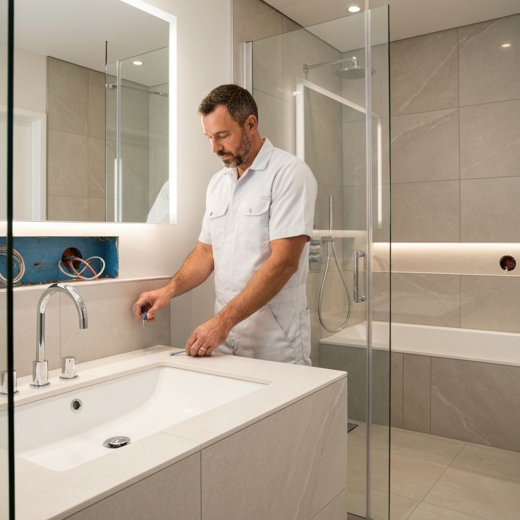 Fontanero profesional instalando spa de lujo